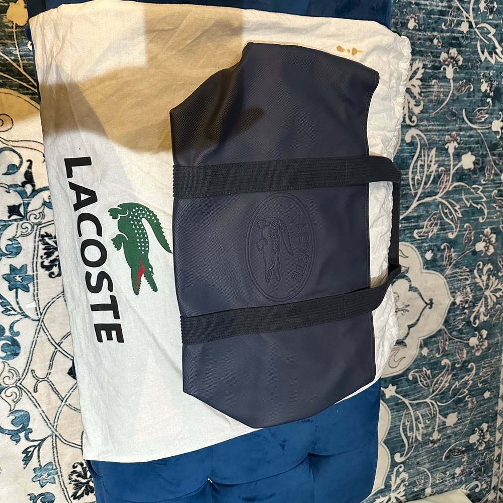 Lacoste Blue Duffel Bag Sporty Design